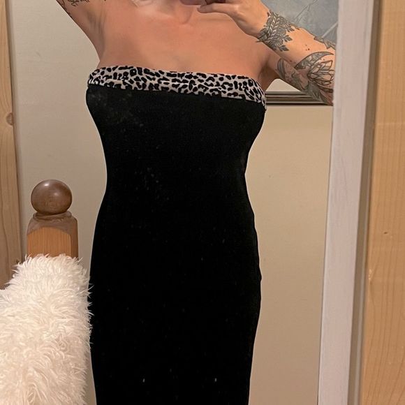 Absolutely gorgeous vintage Jessica Mclintock black velvet and leopard dress 😍 - Picture 2 of 9